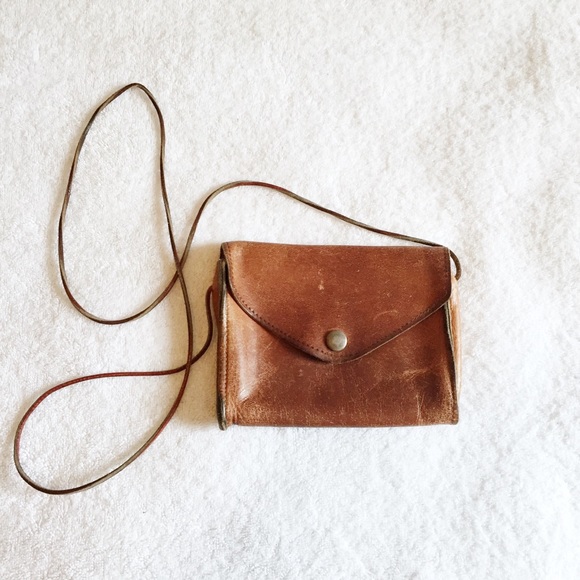 Vintage Handbags - Vintage crossbody leather mini purse minimalist